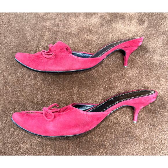 Fendi Red Suede Kitten Heels Size 36 - Picture 4 of 7